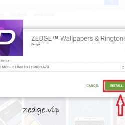 Install Zedge App from PC to Android device via Google Play Store